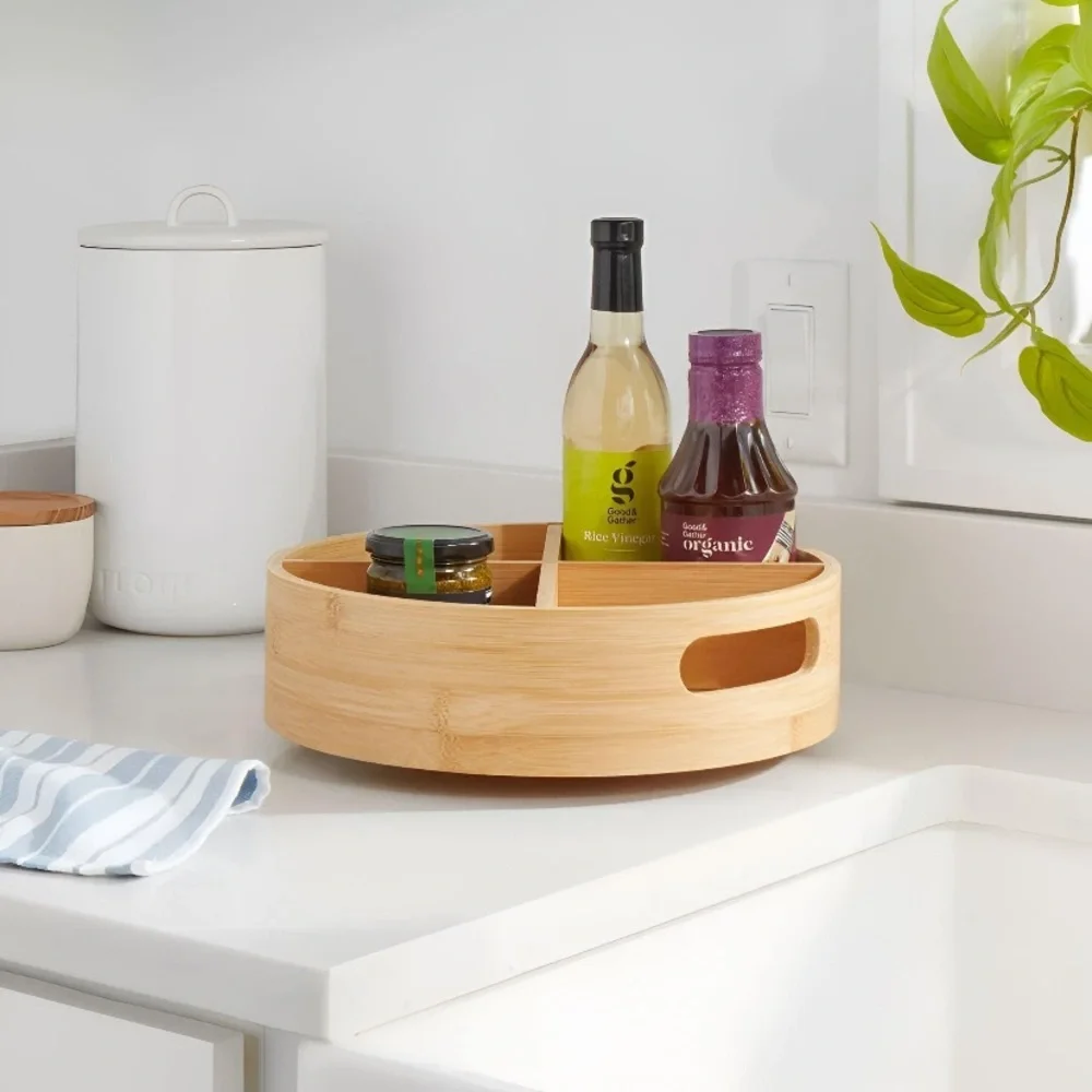 NWT Brightroom Round Bamboo Lazy Susan.